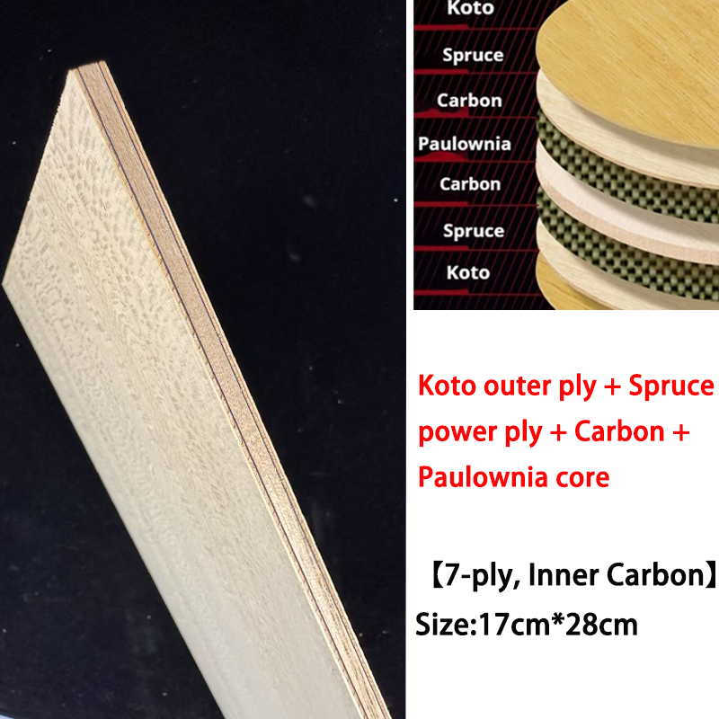 Table Tennis Logo - Koto DIY 卓球ブレード木製 7 層スプルースパワーカーボン桐コア 17