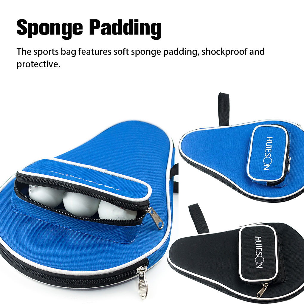 Table Tennis Kit Bag - 黒/青シングル卓球ラケットバットバッグオックスフォード布スポンジピンポンラケットケースブレードパドルボール収納新