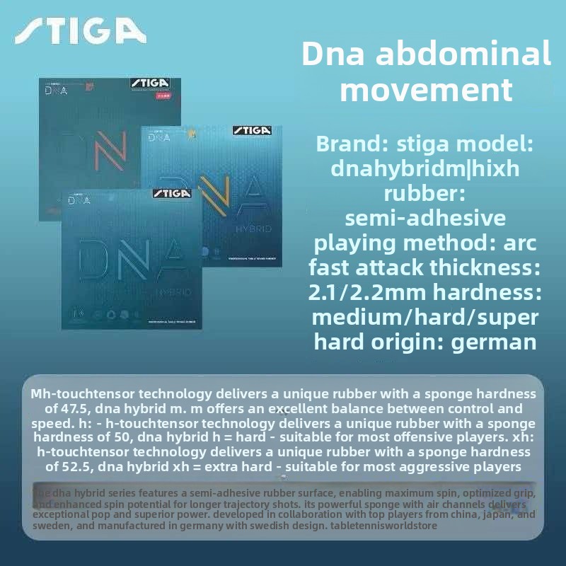 本物のSTIGA DNAハイブリッドシリーズ反転ラバー、適度 - Table Tennis Hybrid Rubbers のレビューと価格